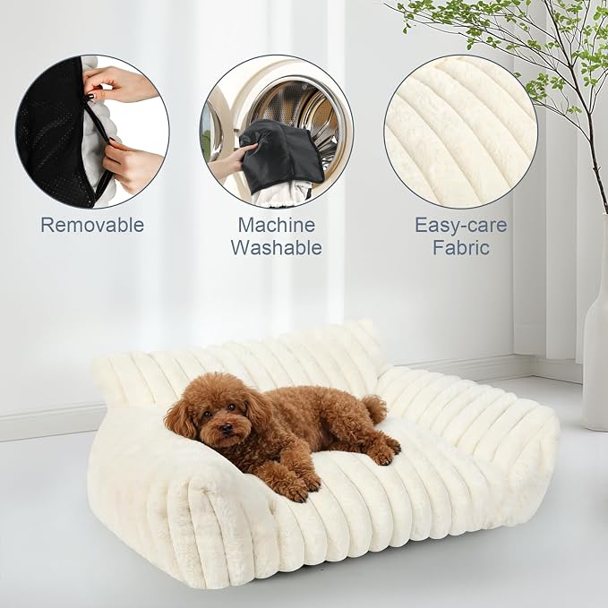 Cute Dog Couch for Medium Large Dogs,Dog Cat Couch Sofa,Dog Bed,L,Grey | Dog Couch Bed with Removable Washable Cover,Cute Fluffy Pet Sofa Cat Couch Bed,Washable Dog Bed Medium Large Size Dog