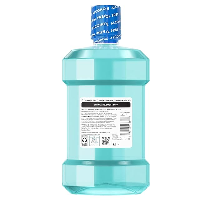 Listerine Total Care Anticavity Fluoride Mouthwash, 6 Benefits in 1 Oral Rinse Helps Kill 99% of Bad Breath Germs, Prevents Cavities, & Strengthens Teeth, Fresh Mint, 1 L, Pack of 1