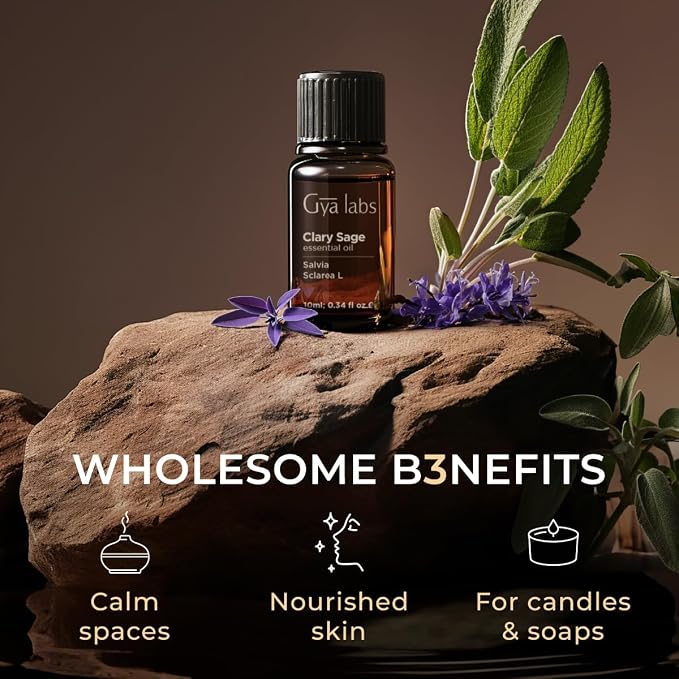 Clary Sage & Peppermint Essential Oil Set - Aromatherapy Grade Essential Oils Set - 2x0.34 fl oz - Gya Labs