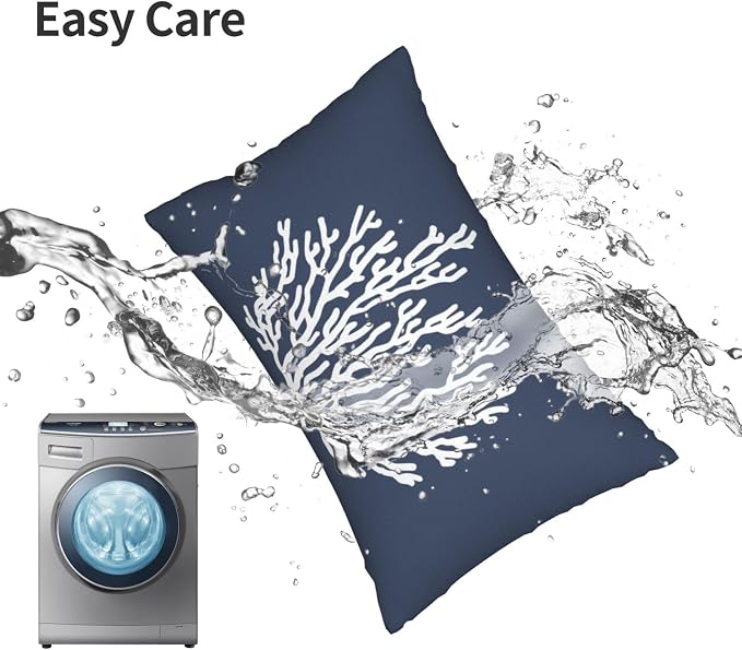 Blue Starfish Pillow Covers 12x20 Inch Set of 2, Nautical Ocean Coastal blue Coral Throw Pillows Spring Summer Decorations Linen Pillowcase Outdoor Decor Farmhouse Cushion Case for Home Holiday