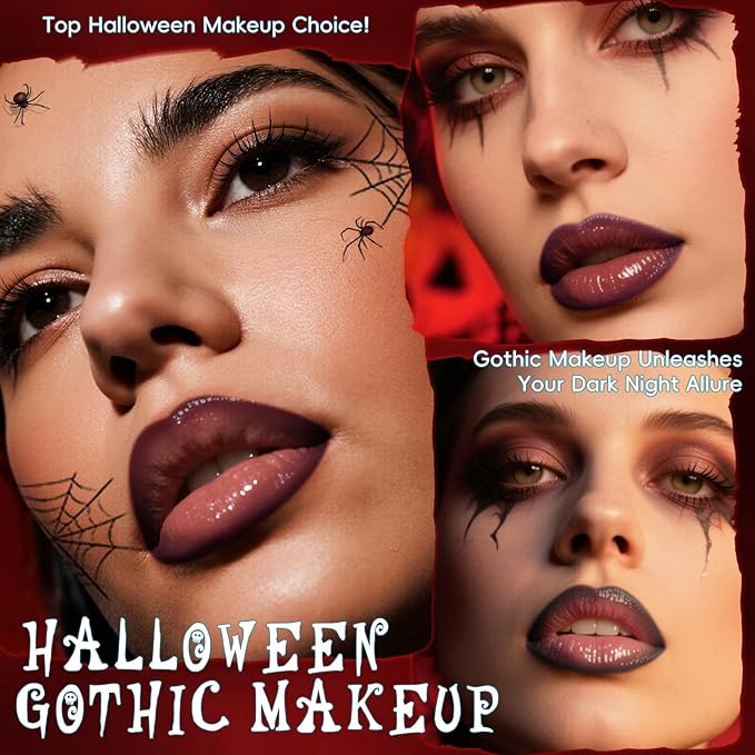 Lip Liner Gloss Set, Dark Purple Plumping Lip Liner Lip Pencil Moisturizing Lightweight Lip Gloss Lip Combo, High Shine Glossy Lip Tint Lip Stain Makeup Long Lasting Lip Contour for Women