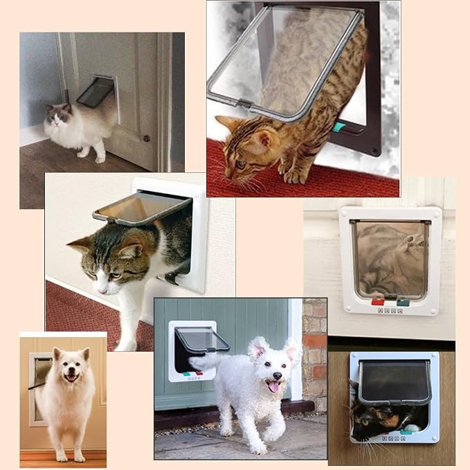 Ycozy XL Cat Doors Outer Size 11" x 9.8" 4-Way Locking Indoor Pet Door for Interior Exterior Door Wall Window, Weatherproof Cat Flap for Kittens & Dogs Easily Install
