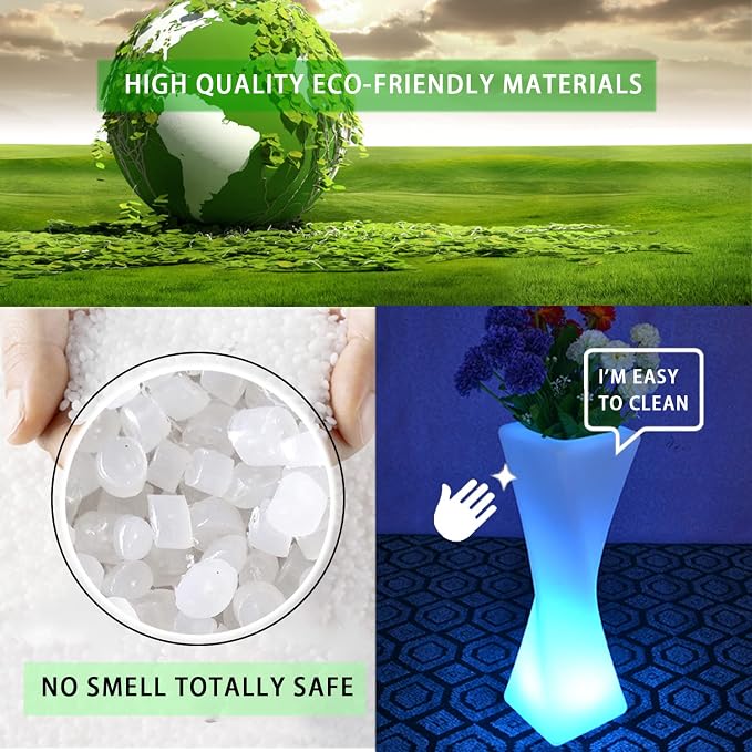 20 inch LED Vase Night Light with Remote, 16 Colors Rechargeable Vase | Dimmable RGB LED Lighted Vase, IP65 Waterproof Flower Pot Light, 4 Modes Mood Lamp for Living Room Balcony Yard Wedding Decor