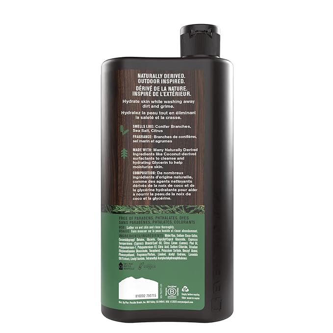 Every Man Jack Pacific Cypress Mens Body Wash for All Skin Types - Cleanse, Hydrate, and Smell Great - Free of Parabens, Phtalates, and Dyes - 33.8 fl oz (2 Pack)