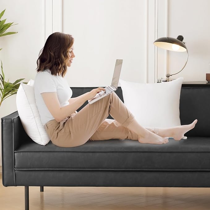 Oubonun 16 x 24 Pillow Inserts (Set of 2) - Lumbar Pillow with 100% Cotton Cover - Rectangle Square Interior Sofa Pillow Inserts - Decorative Pillow Insert Pair - White Couch Pillow