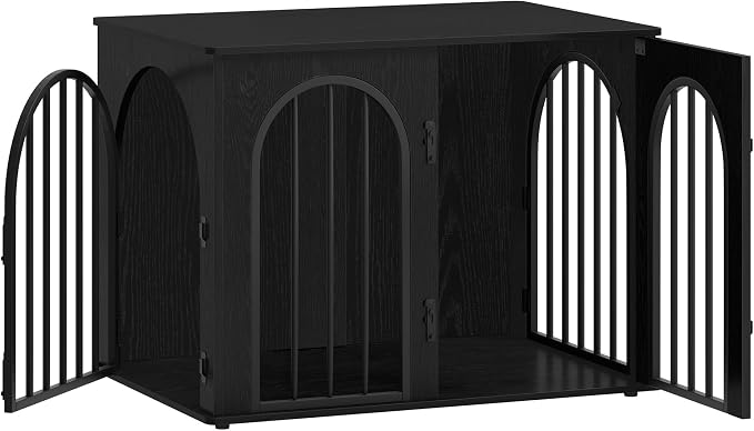 Hzuaneri 31.5'' Dog Crate Furniture,Dog Kennel Indoor for Small/Medium Dogs | Dog Kennel Furniture Wooden Dog Cage Heavy Duty Dog Crate Decorative Pet House End Side Table TV Stand,Black DFC85104B