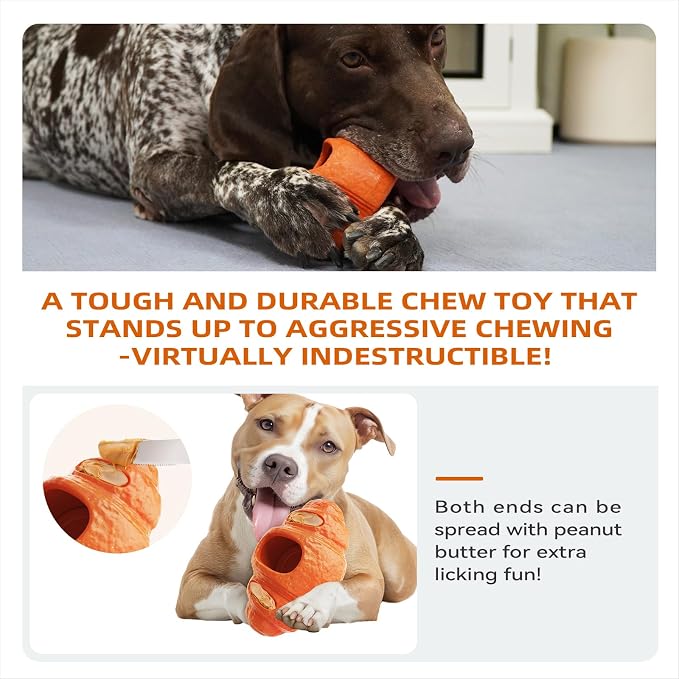 Croissant Dog Chew Toy for Aggressive Chewers, Freezable Treat Dispenser, Food-Grade Nylon Coffee Wood Fiber, Anxiety Relief & Dental Care for Medium Large Dogs