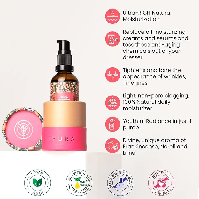 Yauvari Amplified Youth Spring - Best Face Moisturizer for Dry Skin, Aging or Mature Skin - Replaces Your Anti Aging Moisturizer - Natural Skincare with Natural Vitamin E, Vitamin A, Vitamin B