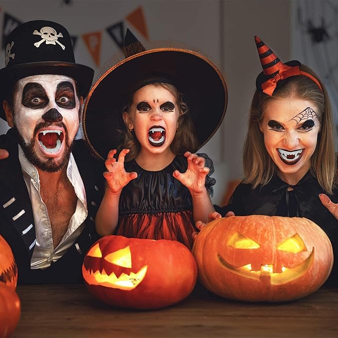 The Dreidel Company 12-Pack Halloween White Teeth Fangs Teeth, Costume, Funny Halloween Dress-Up, Pretend Play Decoration 12-Pack