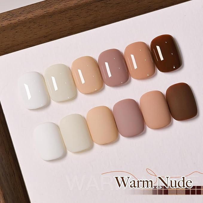 GAOY Nude Brown Gel Polish Set, 6 Neutral White Pink Skin Tones Colors Soak Off UV Light Cure Gel Polish Kit for Salon and Nail Art DIY at Home