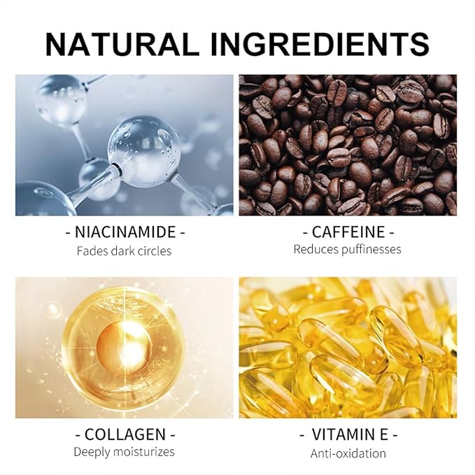 Caffeine Eye Cream, Anti-Wrinkle Eye Cream with Airless Pump, Reduces Fine Lines, Puffiness & Dark Circles with Caffeine, Squalane, Peptides and 4% Niacinamide, 1.7 Fl. Oz, Hydrating for Dry Skin