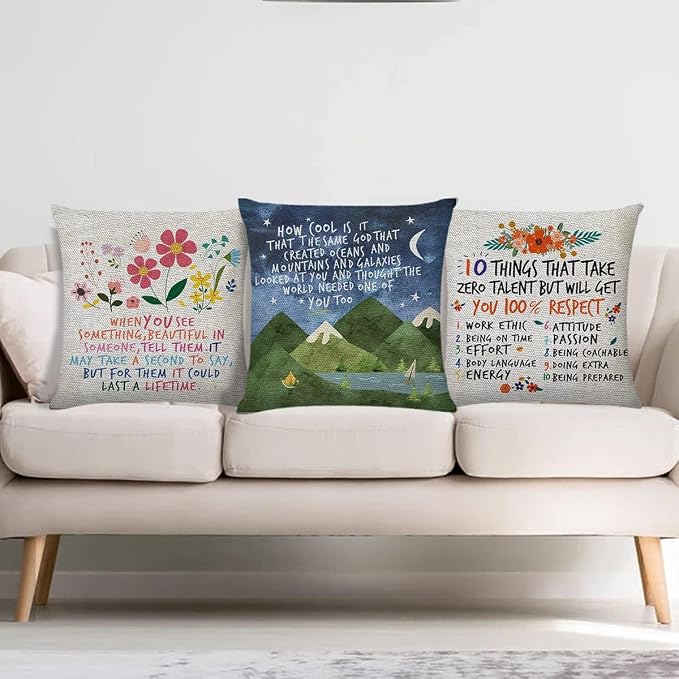 Littlefa Mountains Throw Pillow Cover-The Same God Creation,Inspiring Gifts | Christian Inspirational Throw Pillow Cover 18x18 In, Mountains Nature Decorative Pillow Cover Pillowcase for Kids Adults