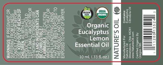 Best Eucalyptus Lemon Essential Oil Pure Certified Organic Therapeutic Grade 10ml