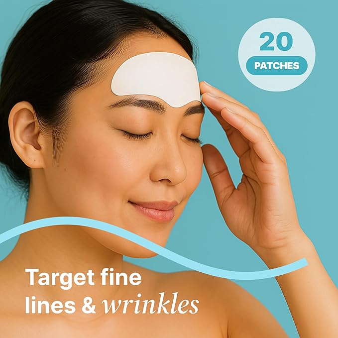 Bayside Forehead Wrinkle Patches – 20 Anti-Aging Forehead Pads with Resveratrol, Hyaluronic Acid, Snail Mucin, Collagen & Retinol for the Appearance of Forehead Lines