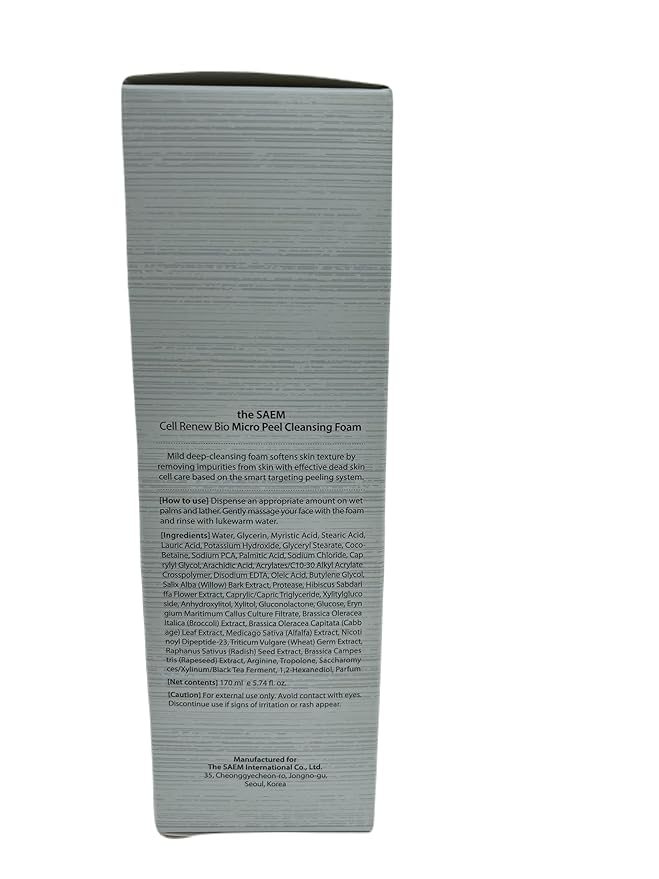 THESAEM Cell Renew Bio Micro Peel Cleansing Foam - PHA Enzyme Deep Exfoliating, Soothing & Moisturizing Care, Rich Soft Face Peeling Foam, for All Skin Types, 5.75oz.