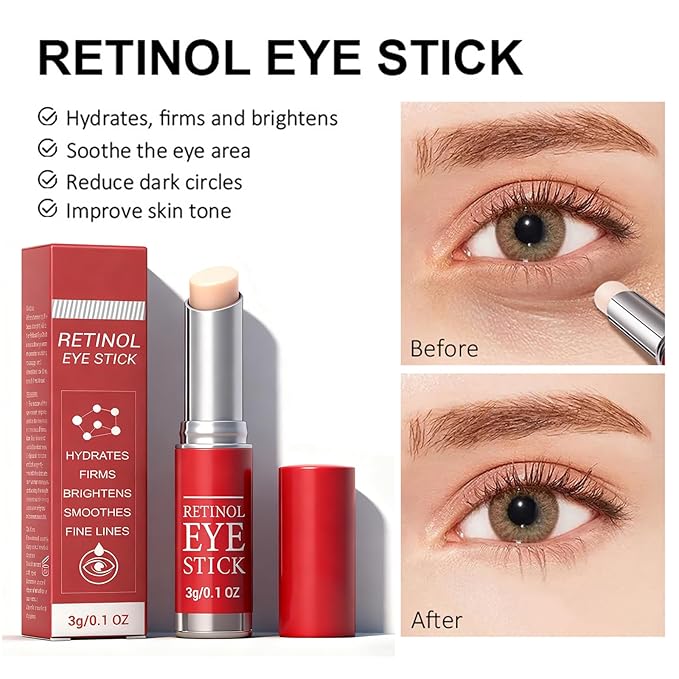 Retinol Eye balm Stick,Anti-Aging Firming & Moisturizing Balm,Moisturizing & anti-ging Firming Balm Under EyeCream Anti Aging, Reduces Puffiness Fine Lines with Upgraded Formula 0.1 OZ/3g(1pc)