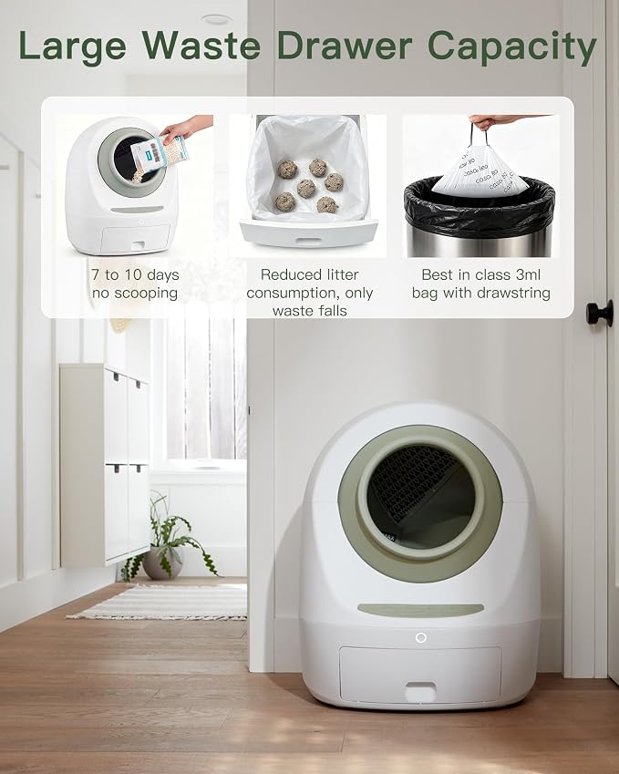 Casa Leo Automatic Self-Cleaning Cat Litter Box | with Leo’s Loo Too Wi-Fi App & Voice Control, App Weight Tracking, UV Odor Control, Safety Sensors, 30dB Quiet