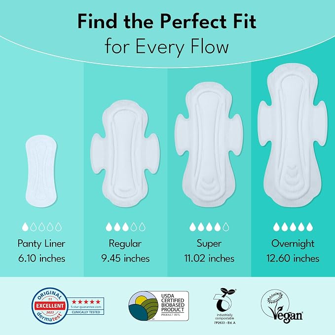 Sparkle Sanitary Pads for Women, Plant-Based Maxi Pads with Wings | Feminine Pads | Organic Pads | Period Pad Softer Than Cotton Pads, Medium Absorbency, Unscented (Super Pads, 40 Count)