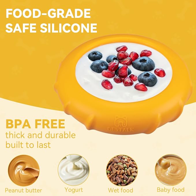 Dog Lick Bowl, Bestalk Wobbly Freeze Bowl Enrichment Feeder for Dogs, Anxiety Relief Lick Mat Puzzle Toy for Distraction, BPA Free Silicone, Dishwasher Safe(Orange,L)