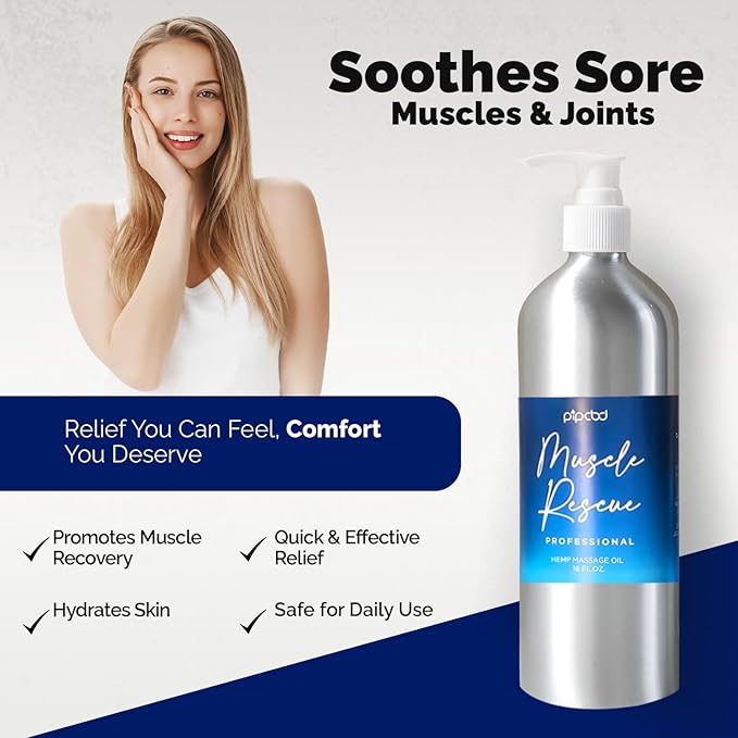 Hemp Based Massage Oils for Couples & Date – Natural Massage Oil for Muscle Relaxing | Natural & Clean Ingredients, Body Oil for Men, Women | Professional bottle16 Fl Oz