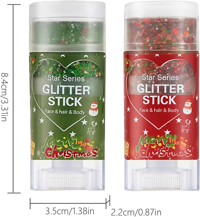 Christmas Body Glitter Stick,Face Hair Glitter for Kids Women Makeup,Waterproof Hair Glitter,Singer Concert Festival Rave Halloween Accessories,Mermaid Sequins Face Paint Gel Kit (Red)