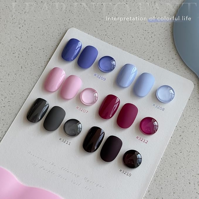 GAOY Purple Gel Nail Polish Set, 6 Colors Dark Purple Blue, Soak Off UV Light Cure Gel Polish Kit for Nail Art DIY at Home