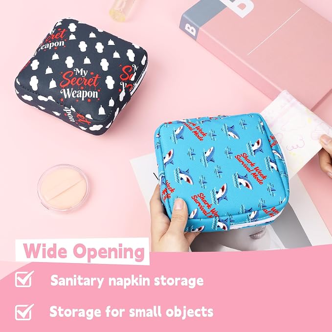 Sanitary Pad Storage Bag Portable Period Bag for Teen Pads/Sanitary Napkins/Small Tampons, Sanitary Napkin Storage Bag First Period Gifts for Teen Girls (Secret Weapon)