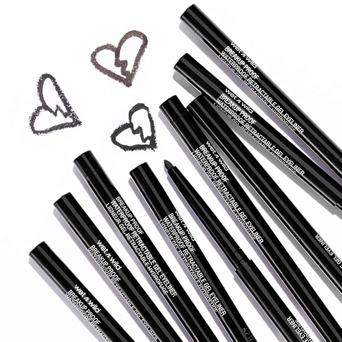 wet n wild Mega Last Breakup Proof Retractable Eyeliner - Ultra-Fine Brush, Waterproof,16-Hour Long-Lasting Wear - Cruelty-Free & Vegan - Black (Pack of 2)