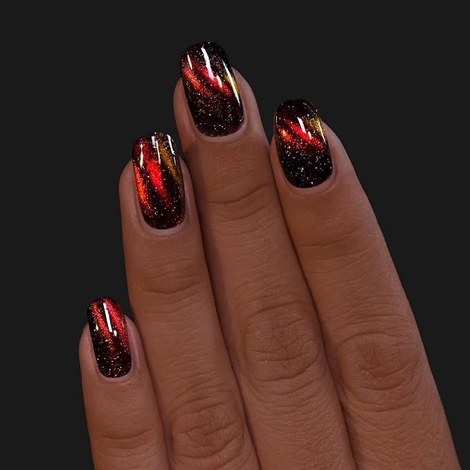 ILNP Roulette - Black-Based Red Magnetic Holographic Nail Polish