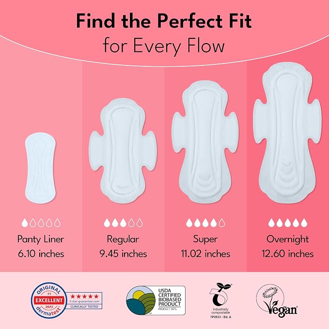 Sparkle Sanitary Pads for Women Overnight, Plant-Based Maxi Pads with Wings | Feminine Pads | Organic Pads | Period Pad Softer Than Cotton Pads, Heavy Absorbency, Unscented (Overnight Pads, 10 Count)