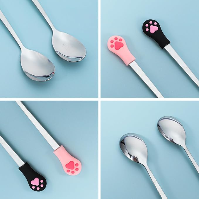 6PCS Stainless Steel Pet Can Spoon Set, Feeder Spoons for Cat Wet Food, Kitten Treats, Multi-Function Cat Treat Dispenser, Cats Food Holder, Pet Feeder, Dogs Cats Supplies for Feeding Can (colorful)