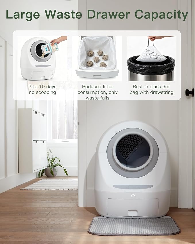 Casa Leo Automatic Self-Cleaning Cat Litter Box | with Leo’s Loo Too Wi-Fi App & Voice Control, App Weight Tracking, UV Odor Control, Safety Sensors, 30dB Quiet