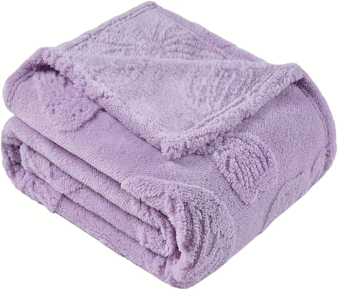 Lavender Butterfly Plush Throw Blanket 50 x 60 Inch, Soft Fuzzy Fleece, Cozy Decorative Blanket for Couch, Sofa, Bed and Bedroom