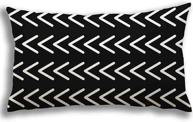YCOLL Lumbar Pillow Covers 12x20 Set of 4, Modern Sofa Throw Pillow Cover, Decorative Outdoor Linen Fabric Pillow Case for Couch Bed Car, Black