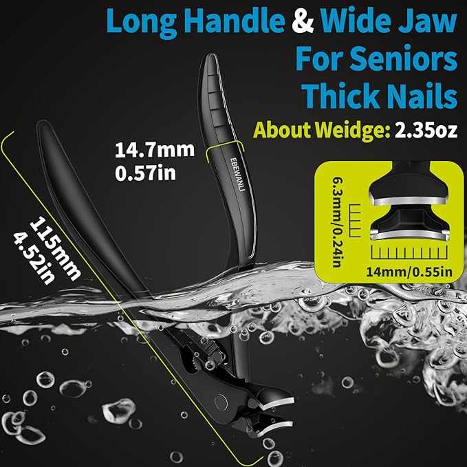 Long Handled Toenail Clippers for Seniors, Long Reach Angled Curved Blade Toenail Clippers for Thick Toenails, Heavy Duty Toe Nail Clippers for Elderly, Men, Women