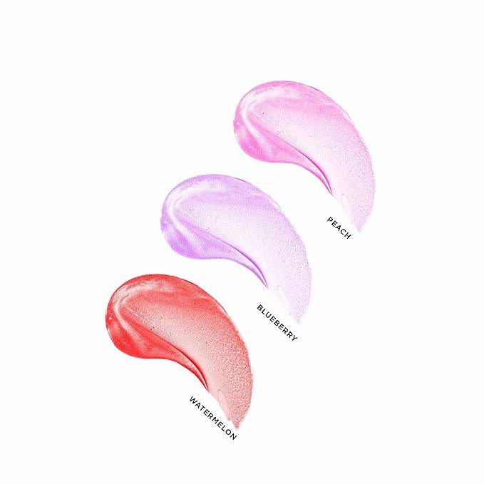 NICKA K NEW YORK Summer Splash Fruity Lip Gloss Set – Watermelon, Blueberry & Peach – Hydrating, Non-Sticky, Long-Lasting Shine (MLGFR2 Summer Splash)