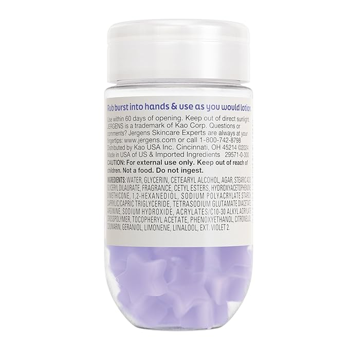Jergens Lavender Lotion Bursts, Squishy Star-Shaped Moisturizer Bursts, 38 Ct