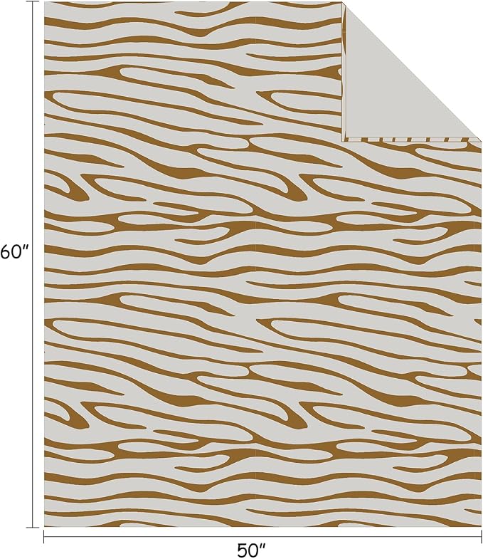 Flannel Fleece Throw Microfiber Blanket with 3D Zebra Print,50 by 60-Inch,Brown