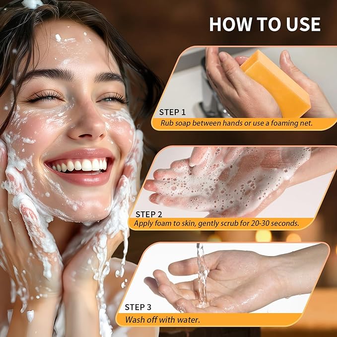 Kojic Acid Dark Spot Remover Soap Bars with Vitamin C, Retinol, Collagen, Turmeric with Hyaluronic Acid, Vitamin E, Shea Butter, Castile Olive Oil - 3.52 OZ x 2 Bars
