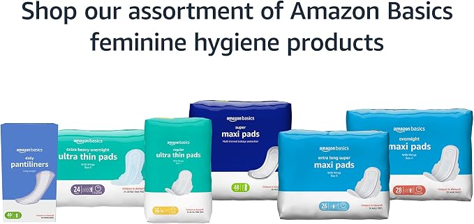 Amazon Basics Thick Maxi Pads with Wings for Periods, Feminine Pads with Leakage Protection, Extra Heavy Overnight Absorbency, Unscented, Size 5, 80 Count (4 Packs of 20) (Previously Solimo)