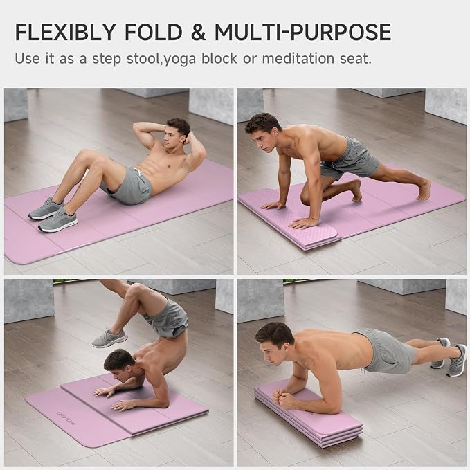 7-Fold Yoga Mat 74"x31" - 0.31 Inch Thick Folding Exercise Mat, Extra Wide Non-Slip POE Mat for Travel, Storage, Yoga, Pilates, Meditation & Home Gym, Lightweight & Portable