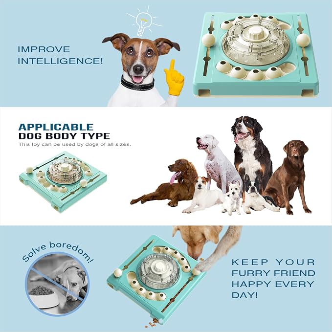 KADTC 2-Level Dog Puzzle Toy, Spin to Release Treat Dispenser & Slow Feeder