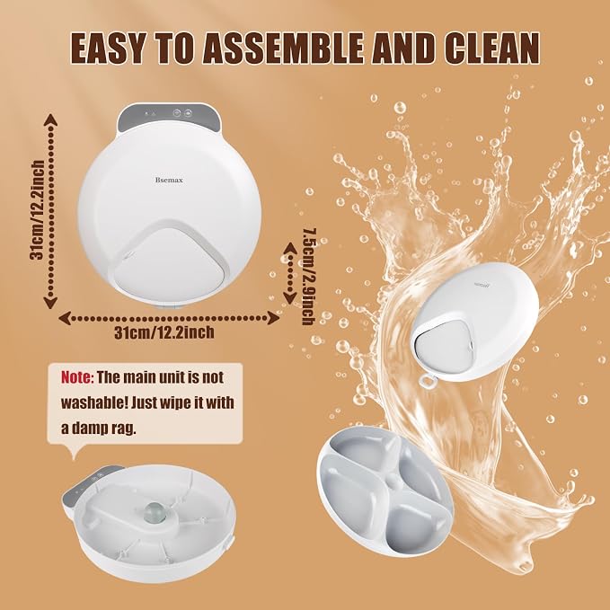 WiFi Automatic Wet Food Cat Feeder with App Control, Auto Refrigerated Wet Foods Feeder for Cats Dogs 4 Meal Timed Fresh Foods Dispenser with 2 Ice Packs for Kitty Puppy Automatic Cat Dog Food Bowl