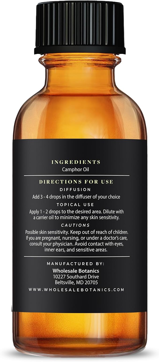 Camphor Essential Oil by Wholesale Botanics | Premium Grade 100% Pure Essential Oil | for Aromatherapy, Soaps, Lotions, & Candles | Vegan & Cruelty Free (1 Fl. Oz.)