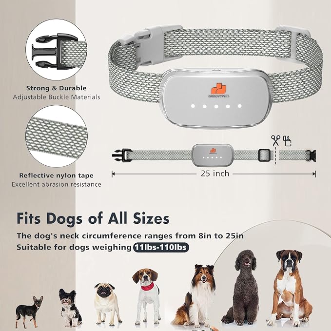 Smart Automatic Anti bark Dog Collar Intelligent Waterproof Rechargeable Barking Terminator (White Bark Collar)