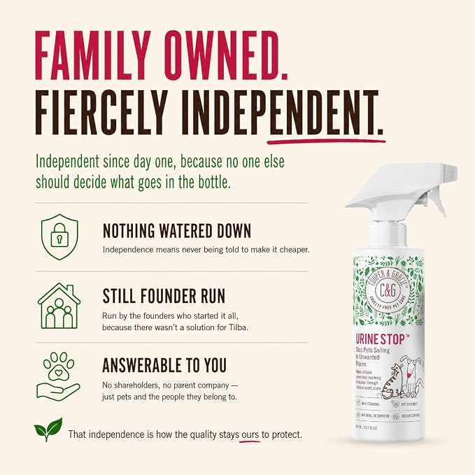 Cooper and Gracie Urine Stop Spray for Pets Odor Neutralizer Training Aid | Deters Repeat Marking, Neutralizes Odors, Supports Consistent Indoor Training, Plant-Based, Patented Mineral Complex, 400ml