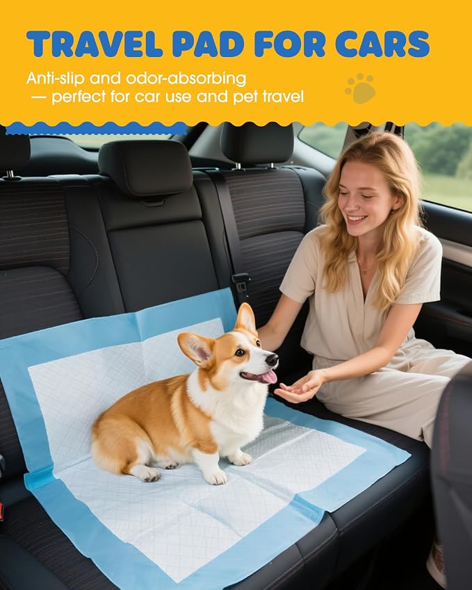 Powools Puppy Pads for Dogs, 22 x 22 in, 6-Layer, Leak-Proof, 150-Pack | Large Pee Pads for Dogs Potty Training, Quick-Dry Design, Wee Wee Pads for Dogs, Puppy Training Pads