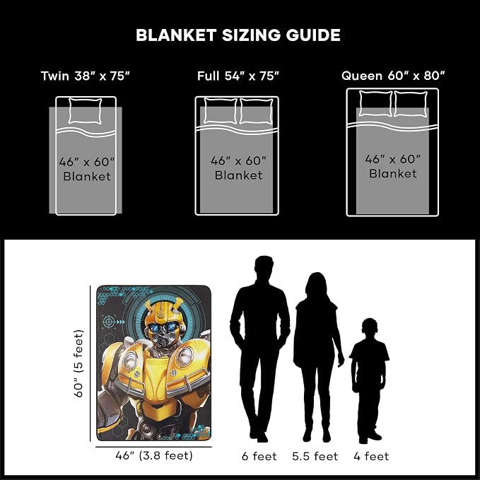 Northwest Transformers Micro Raschel Throw Blanket, Ultra Soft Throw, 46 x 60 Inches, Be Alert