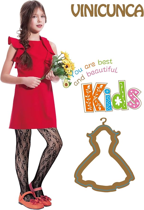 Girls Fishnet Stockings for Princess Dress High Waist Mesh Tights Cute Pattern Knit Socks
