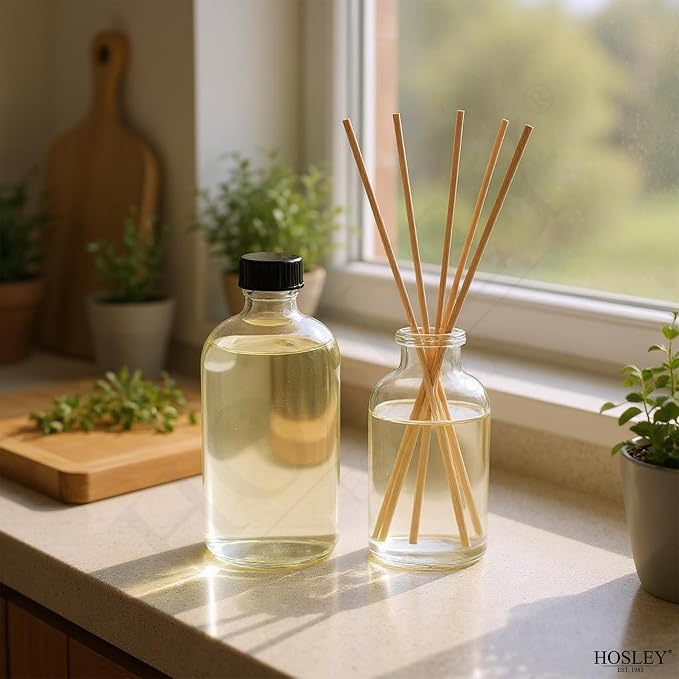 Hosley Essence of Elegance Set of 2 Vanilla Almond Reed Diffuser Refill Oils, 200ml Each with Chic Diffuser Bottle & Stylish Reed Sticks - Birthday Gifts for Women, Home & Room Decor